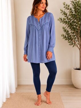 April Cornell keepsake smockLace Yoke Button-Up Tunic